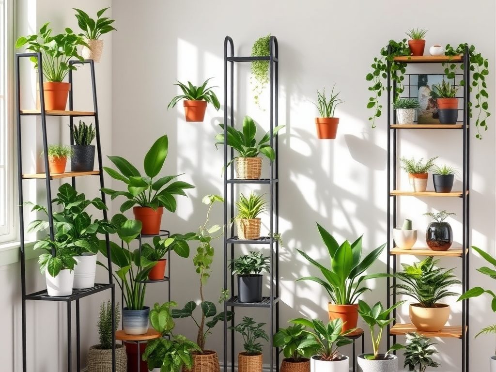 Półki i stojaki na rośliny: jak dopasować styl, materiał i rozmiar do wnętrza i światła